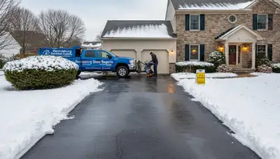 Cleared residential driveway after professional snow removal in Harrisburg, PA by Chop Chop Landscaping