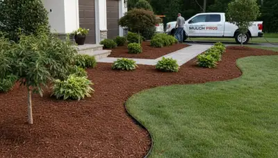 Freshly spread mulch beds with clean edges by Chop Chop Landscaping in Harrisburg, PA
