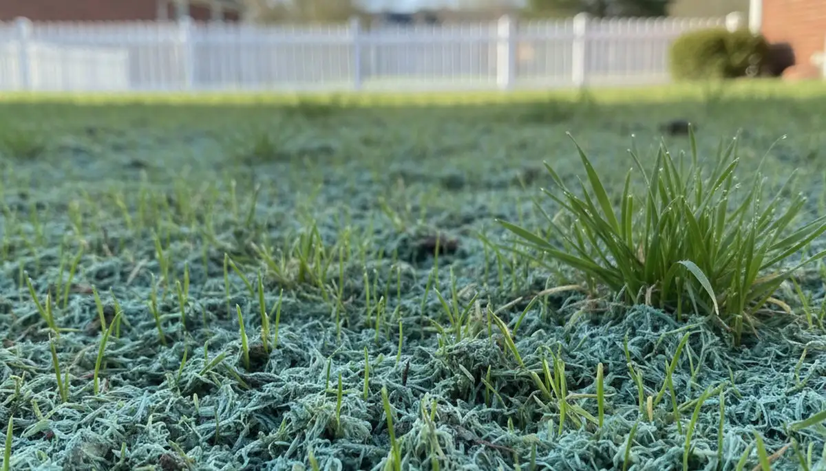 Hydroseeded grass seedlings growing in Harrisburg, PA lawn by Chop Chop Landscaping