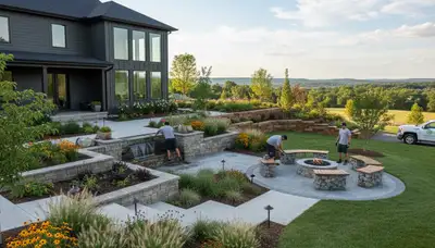 Landscaping crew serving Harrisburg, PA with professional lawn and landscape maintenance