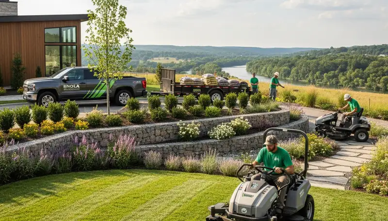 Landscaping team serving Harrisburg, PA provides professional lawn care and landscape maintenance