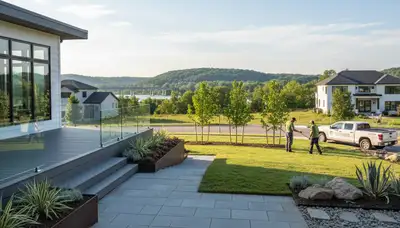 Landscaping service in Harrisburg, PA creating a well-maintained residential yard
