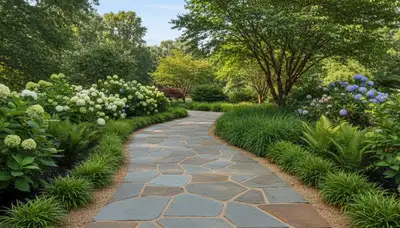 Professional stone paver walkway in Harrisburg, PA garden by Chop Chop Landscaping